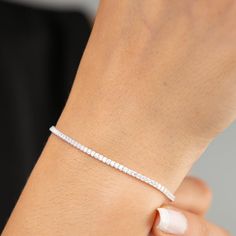 Diamond Tennis Bracelet • Diamond Friendship Bracelet • Gift For Her - Trending Silver Gifts Bridesmaids Gift Ideas, Diamond Friendship Bracelet, Best Friend Birthday Gift, Gift Ideas Christmas, Friend Birthday Gift, Stylish Bracelet, Sterling Silver Jewellery, Silver Chain Bracelet, Minimalist Bracelet