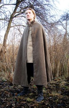 The cloak is one of the most versatile items of clothing for the early medieval reenactors. It is a way to show their high social status. It is useful for protection against the cold. It can keep warm while sleeping. The offered cloak is made of thick wool with a linen lining. This half-circle cloak it is around 140 cm long. It's great for reenacting, for almost every historical period, especially the Middle Ages. Production time is 3 weeks. Delivery time is 1 -2 weeks This offer applies cloak w Medieval Style Outerwear For Costume With Historical Design, Medieval Style Outerwear With Historical Design For Costume, Medieval Style Historical Outerwear Costume, Winter Medieval Dress For Larp With Historical Design, Medieval Style Historical Design Costume Outerwear, Medieval Style Winter Cape For Larp, Medieval Winter Cape For Larp, Medieval Style Fall Cape Outerwear, Medieval Outerwear For Larp With Historical Design