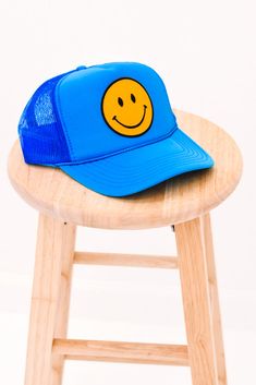 Smiles For Miles Hat - Blue Summer Reading Program, Summer Reading, Final Sale, Trucker Hat, Adjustable Straps, Hats, Blue