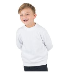 Styling for the first day of school is easy thanks to this Kids Long Sleeve Sweatshirt, while it complements other products to create that perfect outfit. Each sweatshirt consists of a soft blend of polyester and cotton, providing wearers with a comfy feeling for even the coldest of days. The ribbed cuffs at the wrists ensure a slim fit, while we offer sizes ranging from ages 2 to 14 years old. With many different designs to choose from like beige and light grey, styling for any upcoming event i White Cotton School Sweater, White Crew Neck Sweater For School, Crew Neck Tops For End Of School Year Events, Casual Long Sleeve Tops For Back To School, Cotton Long Sleeve Tops For School Events, Crew Neck Tops For Back To School Events, Long Sleeve Cotton Tops For School, Long Sleeve Cotton Top For School Events, White Long Sleeve Tops For Back To School