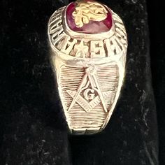 This Unique Shriners Sterling Silver 925 Masonic Ring Freemason Shriner Gold Pld Is A Stoning Peace Of Jewelry They Don’t Make Them Anymore, Not Cerculating In Resale Market Wish U Good Luck On Buying This Rare Beauty Symbolic 925 Stamped Engraved Ring For Formal Occasions, Symbolic Engraved Ring For Formal Occasions, Ceremonial Silver Signet Ring Stamped 14k, Ceremonial Silver Engraved Ring Stamped 14k, Ceremonial Silver Engraved Ring, Stamped 14k, Embroidered Masonic And Shriner Hats, Masonic Apparel, Vintage Masonic Jewelry, Masonic Order