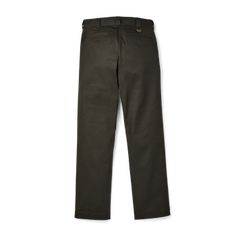 Our multi-use Anchorage Work Pants are built with a midweight polyester/cotton blend that's tough, easy-care, and dries quickly. Welted rear and slash front pockets provide a classic aesthetic that works just about everywhere. Seven belt loops prevent waistband sagging. Zippered fly and metal wreath-button waist closure. | Filson @Anchorage Work Pants Charcoal Size 34x343 Solid Flat Front Work Pants With Belt Loops, Full-length Cotton Work Pants For Outdoor, Work Pants With Belt Loops And Flat Front, Cotton Straight Leg Work Pants For Outdoor, Straight Leg Cotton Pants For Outdoor Work, Cotton Straight Leg Pants For Outdoor Work, Utility Straight Leg Work Pants For Outdoor, Standard Cut Work Pants With Belt Loops, Straight Leg Pants With Belt Loops For Outdoor Work