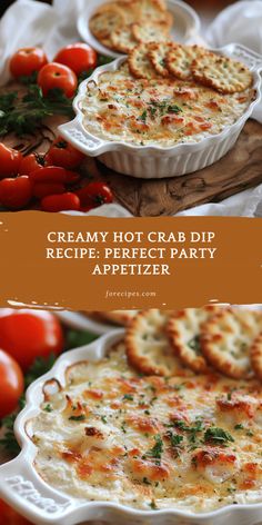 creamy hot crab dip recipe perfect party appetizer with crackers on the side