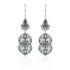 925 Sterling Silver Filigree Art Lace Detailed Dangle Drop Women Earrings The length of the earring is 1.90 inches  and width is 0.55 inches. Dress up your look with this Dangling Earring, that dangles gracefully. Filigree is a unique piece that incorporates handcrafted twisted threads of precious metal into its design. The metal is then soldered to the Silver jewelry and can take the shape of lacy flourishes, beautiful scroll work, symmetrical Art Deco style designs, among other astonishing motifs. It's good to point out that Filigree can also be used to describe any pattern in jewelry that can be seen as delicate and sophisticated. Thank you so much for visiting our online collection of styles and unique designs, carefully handmade for you! Your bespoke affordable high fashion is here! E Elegant Sterling Silver Linear Earrings With French Hook, Elegant Sterling Silver Nickel-free Teardrop Earrings, Elegant Nickel-free Sterling Silver Teardrop Earrings, Elegant Nickel-free Antique Silver Earrings, Elegant Antique Silver Nickel-free Earrings, Elegant Nickel Free Antique Silver Earrings, Silver Linear Earrings With French Hook Gift, Ornate Sterling Silver Teardrop Filigree Earrings, Sterling Silver Filigree Chandelier Earrings