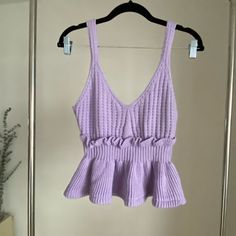 Knit Peplum Top. New Without Tags. Doesn’t Have Size Tag But Will Fit Size S-M. Purple Knit Top For Spring, Purple Ribbed Knit Tops, Summer Purple Knitted Tops, Size Tag, Color Purple, Peplum Top, Knit Top, Womens Tops, Knitting