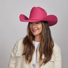 FINAL SALE! Introducing the Cattleman Womens Felt Cowboy Hat, a true iconic Cattleman-shaped crown with a shovel brim for that Yellowstone Dutton Ranch Hat look. Offered by American Hat Makers means that you can rest easy because it is backed by our 50 years of experience and Lifetime Guarantee. Featuring a sewn-in sweatband with a unique hidden pull strap tightening system for a one of a kind fit! Plus we’ll include two adhesive size reducers for an even more custom experience. Brim 4" Crown 4 Ranch Hat, Felt Cowboy Hat, American Hat Makers, Yellowstone Dutton Ranch, American Hat, Dutton Ranch, Felt Cowboy Hats, Pink Felt, Cowgirl Hat