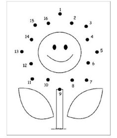 the dot to dot flower is shown in black and white, with numbers on it