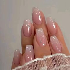 Long Press On Nails, Ballerina Nails, Gradient Nails, Pink Nail, Nail Polishes, Nude Nails