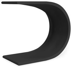 the curved black shelf is shown on a white background