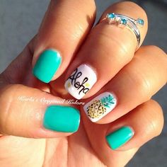 Pineapple Nails, Unghie Nail Art, Short Hairstyle, Nail Art Summer, Cute Nail Designs