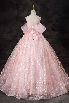 A-Line Pink Flowers Tulle Long Princess Dress Off the Shoulder Formal Evening Dress Pink Lace Quinceanera Dress, Pink A-line Gown For Banquet, Pink Princess Gown For Banquet, Pink Tulle Banquet Dress, Pink Ball Gown For Debutante Ball In Spring, Pink Fitted Floor-length Princess Dress, Pink Princess Style Evening Dress In Organza, Organza Dress With Sweetheart Neckline For Quinceanera, Pink Floor-length Princess Wedding Dress