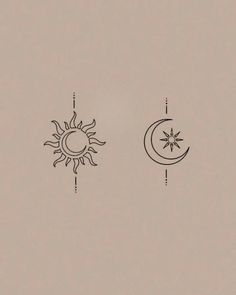 the sun and moon are drawn in black ink