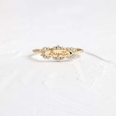 Filigree Signet Ring with Diamonds - Custom Handwriting Engraving by Melanie Casey Small Reminders, Layering Diamond Necklaces, Melanie Casey, Engraved Handwriting, Diamond Signet Ring, Minimal Ring, Silver Diamond Ring, Band Jewelry, Delicate Earrings