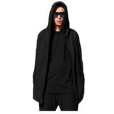 Material: Cotton, Polyester • Sleeve Length (Cm): Full • Sleeve Style: Regular • Item Type: Sweatshirts • Pattern Type: Solid • Collar: Hooded • Style: Hip Hop • Type: Regular Long Hooded Cloak, Poncho Cloak, Solid Hoodie, Long Hooded Sweatshirt, Fresh Fashion, Casual Outwear, Hooded Poncho, Hooded Cloak, Stage Costume