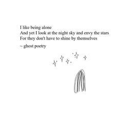 a poem written in black and white with stars coming out of the bottom right corner