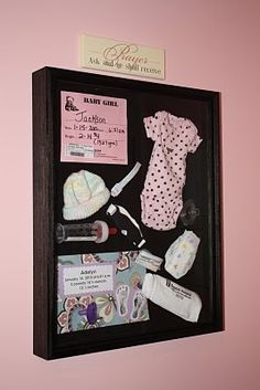 Shadow box with babys stuff from the hospital...way better than sitting in a box somewhere Shower Bebe, Box Ideas, Having A Baby