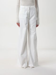 Pants PINKO Woman color White Elegant High Waist Bottoms With Five Pockets, Elegant High-waist Bottoms With Five Pockets, Elegant High Waist Pants With Five Pockets, Elegant Wide Leg Pants With Five Pockets, Elegant White Bottoms With Five Pockets, Elegant Wide-leg Pants With Five Pockets, Elegant Full-length Pants With Five Pockets, Modern Full-length White Pants, Modern White Full-length Pants