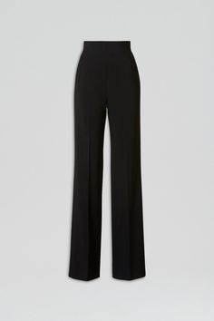 The Tailored High Waist Trouser is designed as a timeless piece. The floor length style is tailored to a straight leg silhouette, and features neatly pressed front creases. The high-rise waist is detailed with zip pocket detailing, and concealed side zip fastening. Style with a printed shirt or Crepe Knit essentials for an elevated evening look. Classic Trousers Women, Black Work Trousers, Modern Workwear, Italian Tailoring, Trouser Outfit, Scanlan Theodore, Classic Trousers, Work Trousers, Workwear Jacket