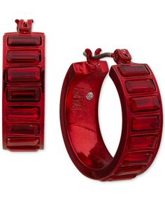 in stock Special 26, Red Hoop Earrings, Crystal Hoop Earrings, Hoop Earrings, Crystals, Red, Baguette