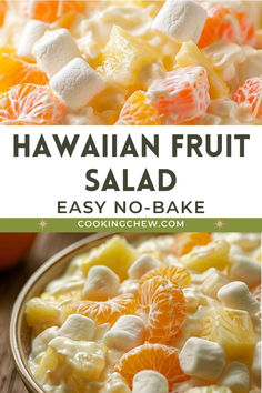 hawaiian fruit salad with oranges and marshmallows in it