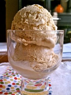 an ice cream sundae in a glass bowl