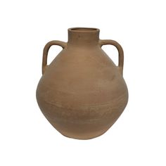 a large brown vase with handles is shown on a white background for use as a decoration