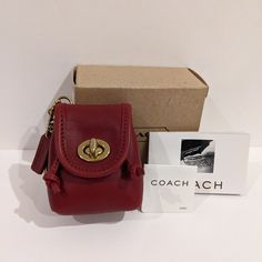 Vintage Coach Mini Daypack Key Fob In Red. Discontinued And Rare. Comes With Original Box, Price Tag, And Original Mini Hang Tag & Keyring. Thick Glove Tanned Leather. Untouched, In It's Original State. Excellent Condition. No Damage, Ink, Odor Or Stains At All. A Collectors Item. 23/4" Wx 3" Hx 2" D Red Bag For Everyday Use, Vintage Coin Purse, Vintage Coach Bags, Key Bag, Handbag Heaven, Vintage Keys, Cute Cars, Vintage Coach, Price Tag