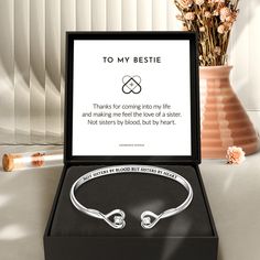 If you're looking for a beautiful and sentimental way to show your best friend some love, this bracelet is a perfect choice. The sleek, minimalist design is perfect for everyday wear, and the two delicate hearts represent you and your best friend, reminding you of all the good times you shared together. Whether you wear it as a daily reminder of your special bond or give it to your best friend as a gift, this bracelet is sure to be cherished for years to come. Why buy from us?: Crafted in Solid Sisters By Heart, Moon Pendant Necklace, Experience Gifts, Silver 925 Necklace, Heart Gifts, Moon Pendant, Message Card, Bracelet Gift, Good Times