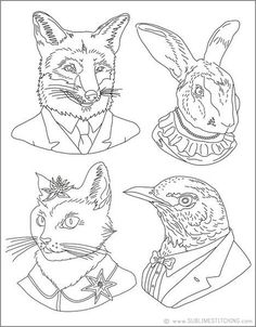 four different types of animals in suits and ties