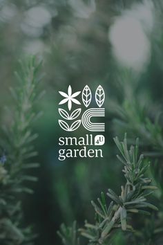 the small garden logo is shown on a blurry background with trees in the foreground