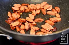 some food is cooking in a pan on the stove