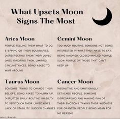 a poster with the names of different types of moon signs