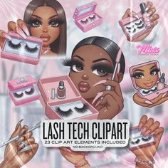 an advertisement for lashes and makeup products