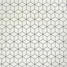 a white and black geometric pattern with lines on it's surface, as well as small squares