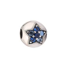 Blue Star Pandora Clip 925 Sterling  Silver Stopper Bead Fits Pandora Bracelet Silver Star Sterling Silver Charms, Sterling Silver Star-shaped Charms, Silver Sterling Silver Star Charms, Silver Star-shaped Sterling Silver Charms, Sterling Silver Charms With Silver Beads For Jewelry Making, Elegant Silver Star Charm, Star-shaped Spacer Beads Jewelry For Gift, Handmade Star-shaped Spacer Beads Jewelry Gift, Pandora Blue