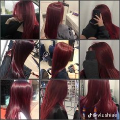 Black Hair Dyed Red Without Bleach, Balayage Red Hair Dark, Crimson Red Hair, Pelo Color Vino, Skunk Hair, Hairstyle Examples, Red Hair Inspo, Wine Hair, Black Hair Dye