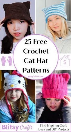 the 25 free crochet cat hat patterns are great for kids and adults alike