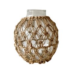 Macrame Vase Small - NESTED Macrame With Glass Beads, Macrame Vase, Macrame On Jars, Macrame Vase Cover, Macrame Large Vase, Design Advice, Vintage Art, Macrame, Vase