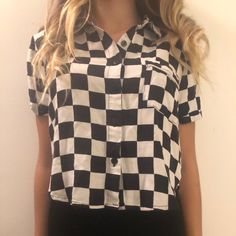 Checkered Forever 21 Shirt, Super Cute And Never Worn! Button Up Or Down For Any Occasion. Size: Small Juniors Shipping Usually Takes Around 1-3 Days Depending On When You Order! Thanks For Taking You’re Time To View This Listing! Trendy Button-up Cropped Shirt For Day Out, Forever 21 Collared Tops For Summer, Forever 21 Collared Summer Tops, Edgy Collared Tops For Spring, White Button-up Cropped Shirt, Casual White Cropped Shirt For Day Out, Forever 21 Summer Shirt For Day Out, Casual Black Button-up Cropped Shirt, Forever 21 Cotton Short Sleeve Blouse