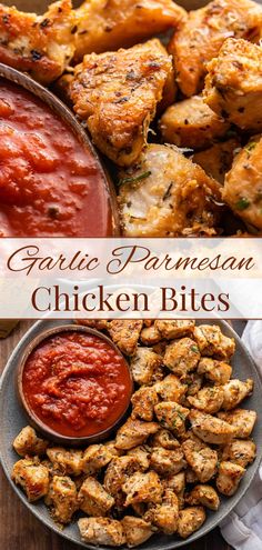 grilled parmesan chicken bites with marinara sauce