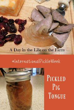 pickled pig tongue jam in a jar with the words international pickle week written below