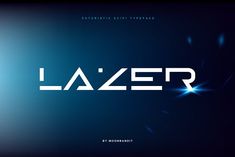 the word lazer written in white on a blue background