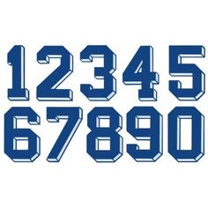 the numbers are made up of blue letters and numbers that appear to be in different sizes