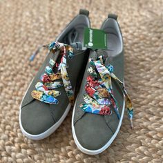 New With Tags! Floral Laces, Lightweight Tennis Shoes. Eu 41 Comfortable Walking Shoes With Laces For Spring, Green Lace-up Walking Shoes, Spring Lace-up Walking Shoes With Laces, Hand Made Shoes, Bronze Tan, Rieker Shoes, Burgundy Shoes, Floral Sneakers, Oxford Blue