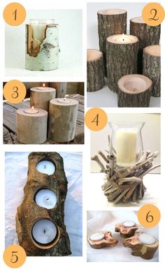 several different types of candles are shown in this collage