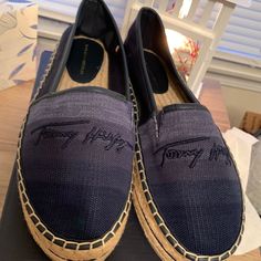 Brand New In The Box. They Are True To Size. Tried On But Never Worn. Purchased Off Of Tommy.Com. Cute For Summertime! Reasonable Offers Considered. Blue Casual Espadrilles With Round Toe, Navy Casual Espadrilles For Summer, Comfortable Blue Espadrilles With Round Toe, Blue Flat Casual Espadrilles, Trendy Blue Round Toe Espadrilles, Tommy Hilfiger Blue Casual Sandals, Tommy Hilfiger Cushioned Synthetic Sneakers, Tommy Hilfiger Cushioned Slip-on Sandals, Blue Slip-on Espadrilles With Textured Sole