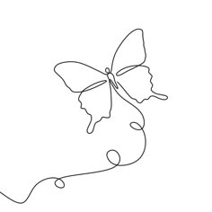 a single line drawing of a butterfly