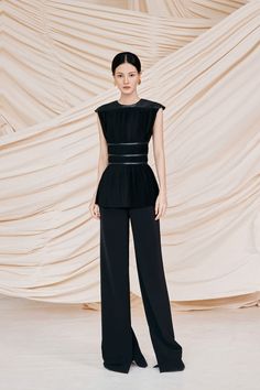 Sleek Evening Pantsuit With Straight Leg, Sleek Straight Leg Evening Pantsuit, Chic Ankle-length Evening Pantsuit, Workwear Straight Pants With Side Slits, Chic Black Pants With Side Slits, Elegant Fitted Wide Leg Pants With Side Slits, Sleek Wide Leg Pants For Evening In Spring, Sleek Wide Leg Pants For Evening And Spring, Sleek Evening Wide Leg Pants For Spring