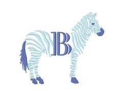 a zebra with the letter b on it