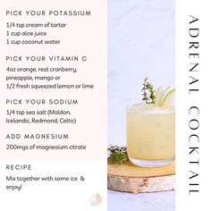 Adrenal Mocktail Recipe, Adrenal Cocktail Benefits, Adrenal Mocktail, Mineral Cocktail, Adrenal Cocktail Recipe, Thyroid Hair, Regulating Hormones, B12 Shots, Summer Mocktails